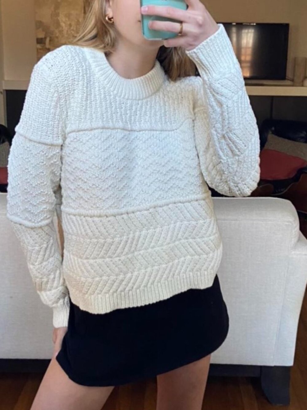 Madewell Women's Cream and White Jumper